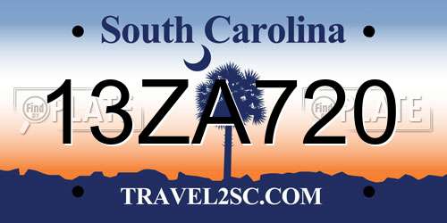 13ZA720 South Carolina License Plate