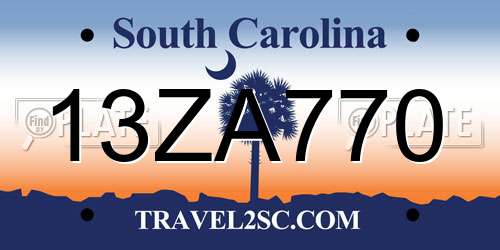 13ZA770 South Carolina License Plate