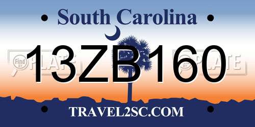 13ZB160 South Carolina License Plate