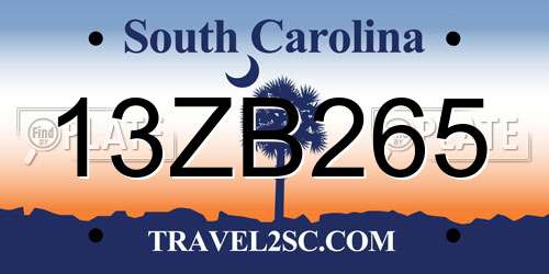 13ZB265 South Carolina License Plate
