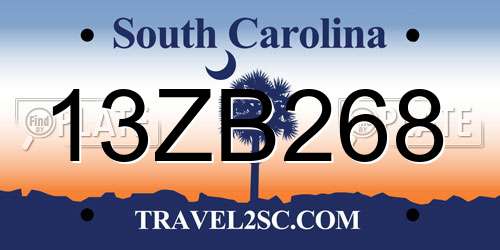 13ZB268 South Carolina License Plate