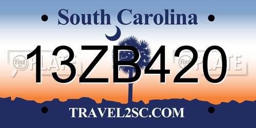 13ZB420 South Carolina License Plate