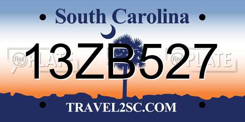 13ZB527 South Carolina License Plate