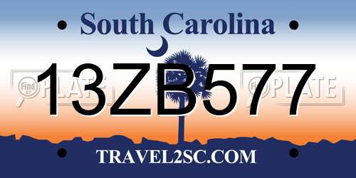 13ZB577 South Carolina License Plate
