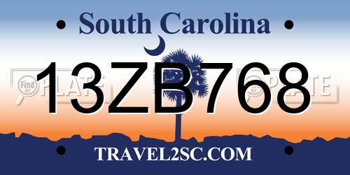 13ZB768 South Carolina License Plate