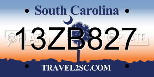13ZB827 South Carolina License Plate