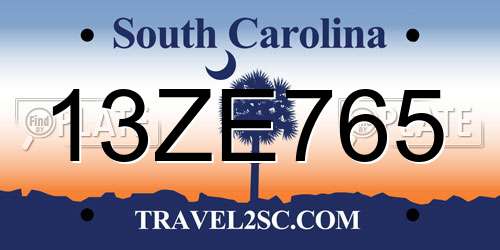 13ZE765 South Carolina License Plate