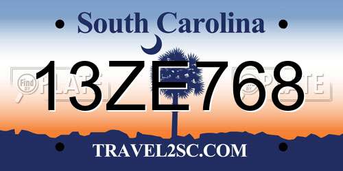 13ZE768 South Carolina License Plate