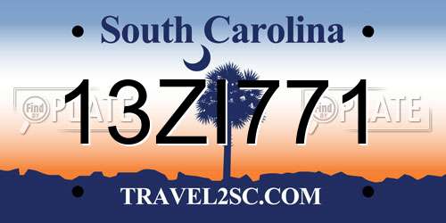 13ZI771 South Carolina License Plate