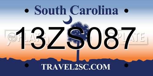 13ZS087 South Carolina License Plate