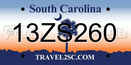 13ZS260 South Carolina License Plate
