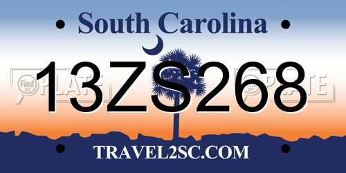 13ZS268 South Carolina License Plate