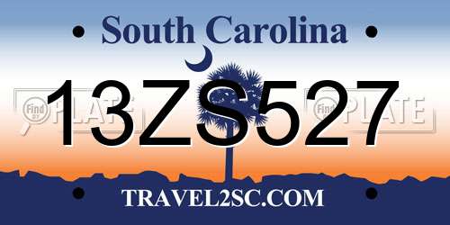 13ZS527 South Carolina License Plate
