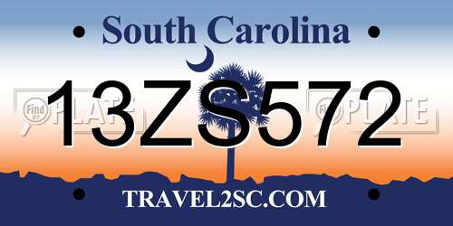 13ZS572 South Carolina License Plate