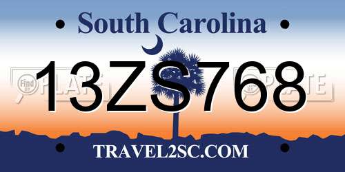13ZS768 South Carolina License Plate