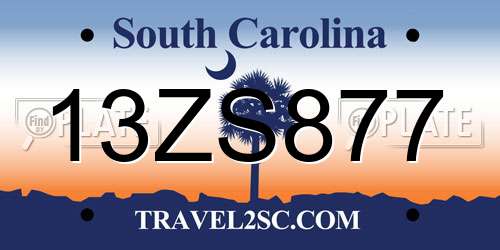 13ZS877 South Carolina License Plate