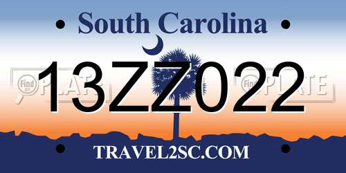 13ZZ022 South Carolina License Plate