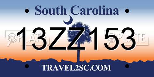 13ZZ153 South Carolina License Plate
