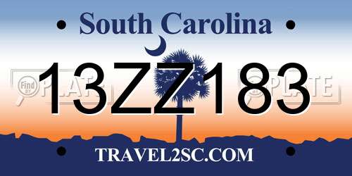 13ZZ183 South Carolina License Plate