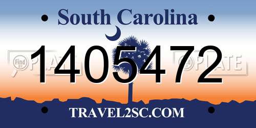 1405472 South Carolina License Plate
