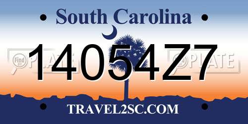 14054Z7 South Carolina License Plate