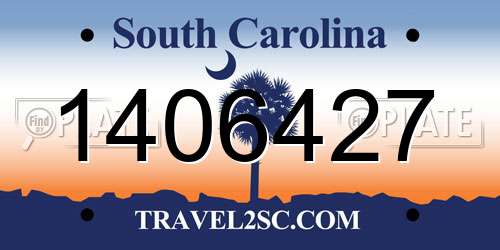 1406427 South Carolina License Plate