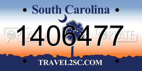 1406477 South Carolina License Plate