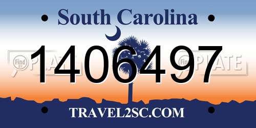 1406497 South Carolina License Plate
