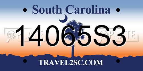 14065S3 South Carolina License Plate