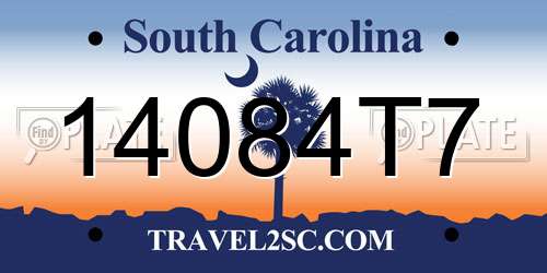 14084T7 South Carolina License Plate