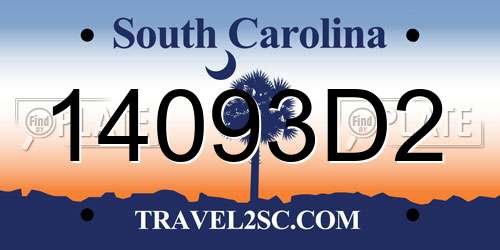 14093D2 South Carolina License Plate