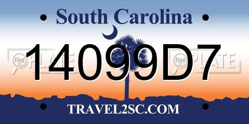 14099D7 South Carolina License Plate