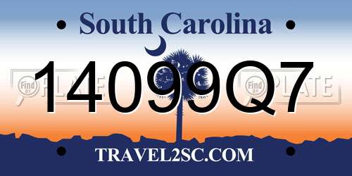 14099Q7 South Carolina License Plate