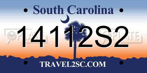 14112S2 South Carolina License Plate