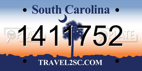 1411752 South Carolina License Plate