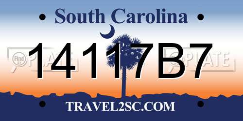 14117B7 South Carolina License Plate