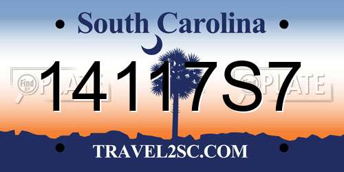 14117S7 South Carolina License Plate
