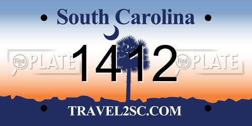 1412 South Carolina License Plate