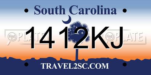 1412KJ South Carolina License Plate