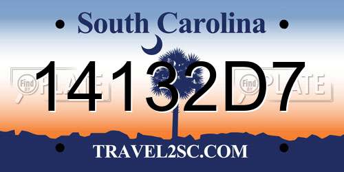 14132D7 South Carolina License Plate