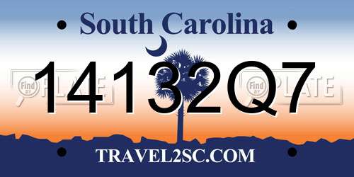 14132Q7 South Carolina License Plate