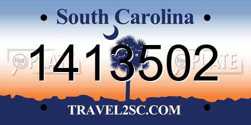 1413502 South Carolina License Plate