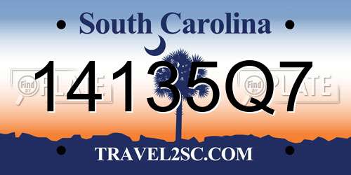 14135Q7 South Carolina License Plate