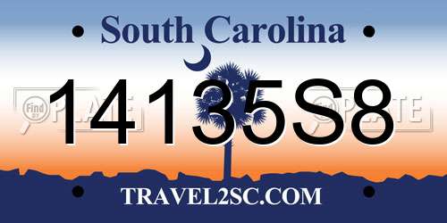 14135S8 South Carolina License Plate