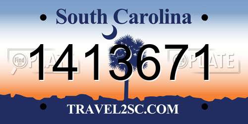 1413671 South Carolina License Plate