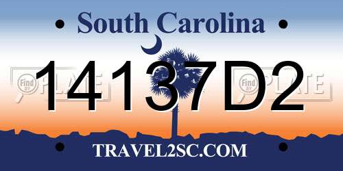 14137D2 South Carolina License Plate