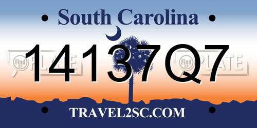 14137Q7 South Carolina License Plate