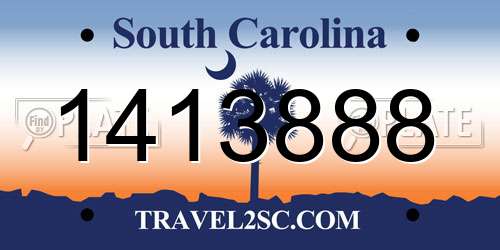 1413888 South Carolina License Plate