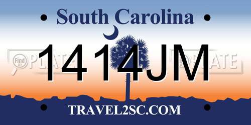 1414JM South Carolina License Plate