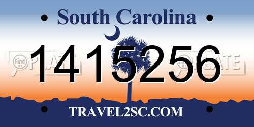 1415256 South Carolina License Plate